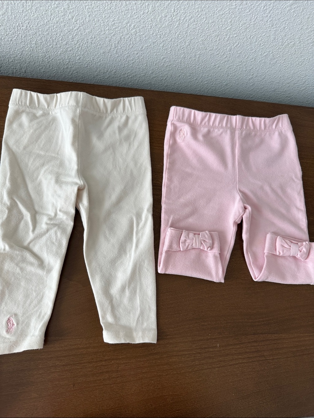 Ralph Lauren Pink and Cream Girls Cotton Leggings bundle